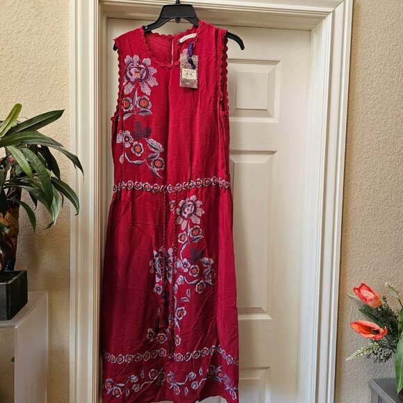 New Chelsea & Violet Red sleeveless Embroidered Floral Flower Dress Women's L - Picture 1 of 14